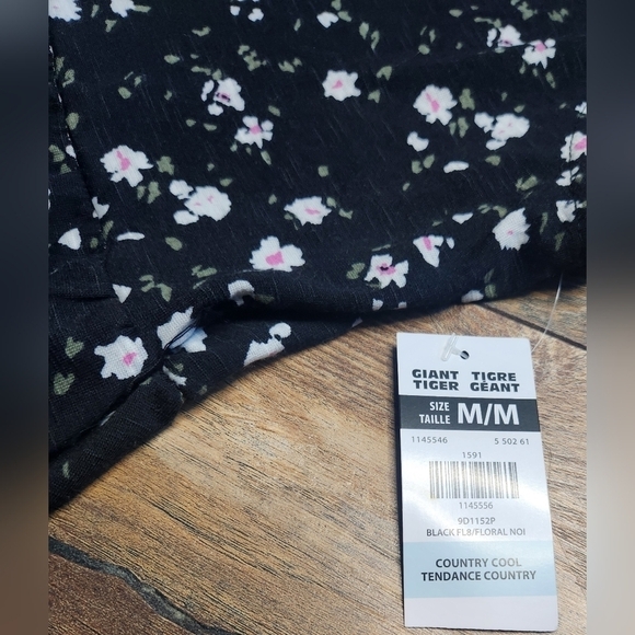 NWT My Style Black Floral Stretch Summer Dress Size M - Picture 2 of 5